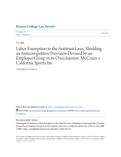 Labor Exemption to the Antitrust Laws, Shielding an Anticompetitive