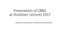 Presentation of CBNG at Shutdown Lectures 2017