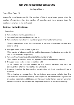 TEST CASE FOR JOB SHOP SCHEDULING Design of the test