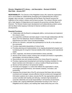 Director, Ridgefield (CT) Library -- Job Description – Revised 4/10