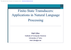 Finite-State Transducers: Applications in Natural Language