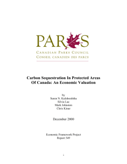 Carbon Sequestration In Protected Areas Of Canada: An Economic