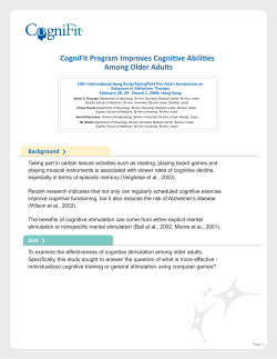 CogniFit Program Improve ve Abi es Among Older Adults