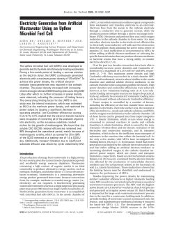 Electricity Generation from Artificial Wastewater Using an Upflow