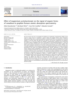Effect of magnesium acetylacetonate on the signal of organic forms
