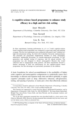 A cognitive-science based program to enhance study efficacy in a