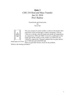 Quiz 1 CHE 210 Heat and Mass Transfer Jan 18