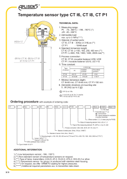 Temperature sensor type CT I6, CT I8, CT P1