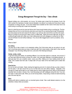 Energy Management Through the Day &ndash; Take a Break