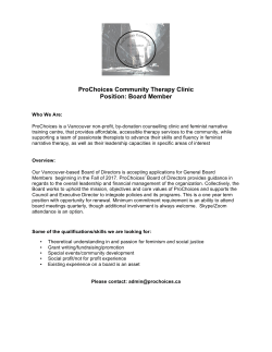 ProChoices Community Therapy Clinic Position: Board Member