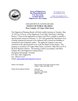 EDGARTOWN PLANNING BOARD NOTICE OF PUBLIC HEARING