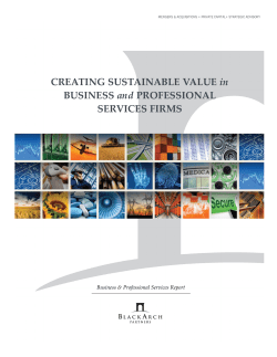 CREATING SUSTAINABLE VALUE in BUSINESS and