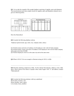 Q1) Let us take the example of the sample database consisting of
