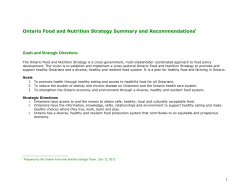 Ontario Food and Nutrition Strategy Summary and