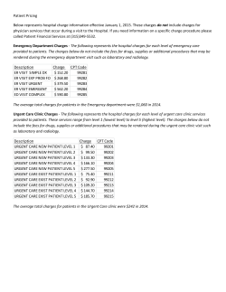 Patient Pricing Below represents hospital charge