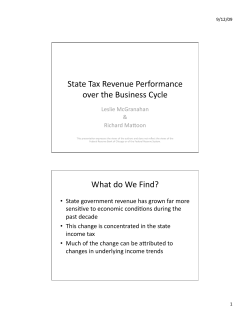 State Tax Revenue Performance over the Business Cycle What do