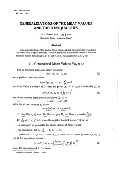 generalizations of the mean values and their inequalities