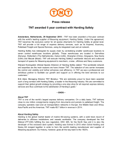 Press release TNT awarded 5 year contract with Harding Safety
