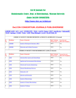 List Of Journals For Bioinformatics Centre, Dept. of Biotechnology
