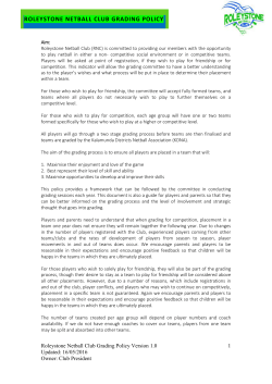 Roleystone Netball Club Grading Policy