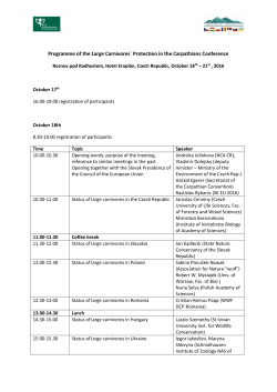 Programme of the Large Carnivores` Protection in the Carpathians