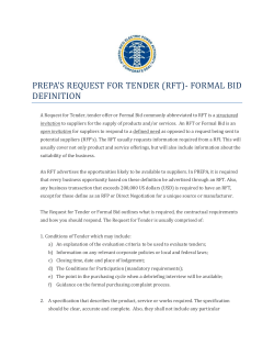 prepa`s request for tender (rft)- formal bid definition