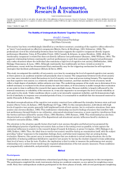 The stability of undergraduate students` cognitive test anxiety levels