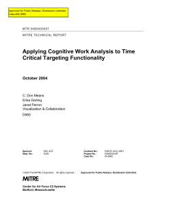 Applying Cognitive Work Analysis to Time Critical Targeting