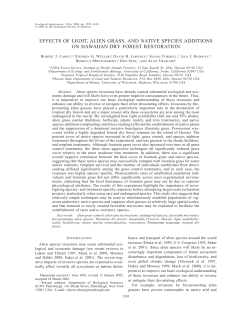 effects of light, alien grass, and native species additions on hawaiian