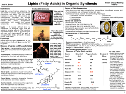 Lipids (Fatty Acids) in Organic Synthesis