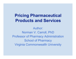 Pricing Pharmaceutical Products and Services