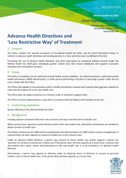 Advance Health Directive and `Less Restrictive Way`