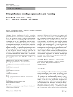 Strategic business modeling: representation and reasoning