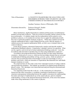 ABSTRACT Title of Dissertation: A COGNITIVE