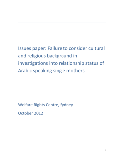 Issues Paper: Failure to consider cultural and religious background