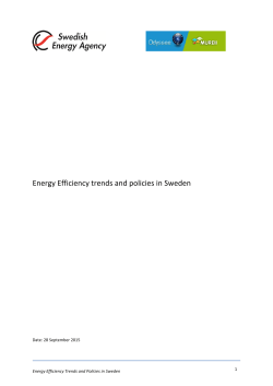 Energy Efficiency trends and policies in Sweden - ODYSSEE-MURE