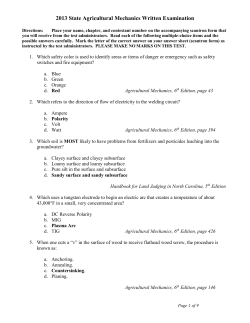 2006 State Agricultural Mechanics Written Examination