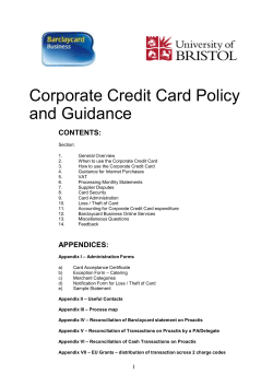 Corporate Credit Card Policy and Guidance