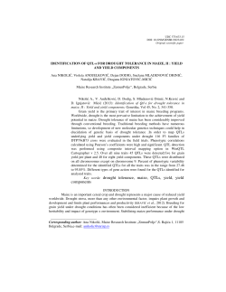 Key words: drought tolerance, maize, QTLs, yield, yield components