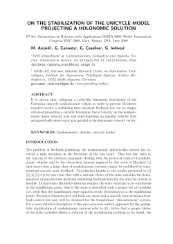 on the stabilization of the unicycle model projecting a