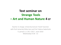 Text seminar on Strange Tools * Art and Human Nature
