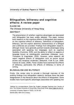 Bilingualism, biliteracy and cognitive effects: A review paper