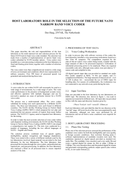 Host laboratory role in selection of NATO STANAG 4591