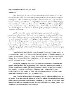 Buying Locally Produced Food &ndash; It`s ALL Good! CONTINUED In the