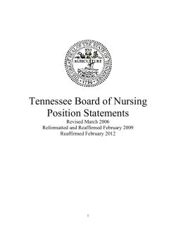 Tennessee Board of Nursing Position Statements