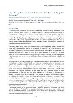 Idea Propagation in Social Networks: The Role of `Cognitive