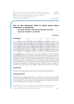 Use of the Semantic Web to Solve Some Basic Problems in Education