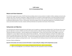 Call Center 13/14 Assessment Plan Mission and