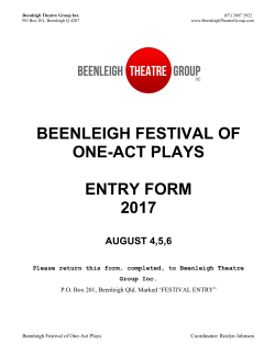 BEENLEIGH FESTIVAL OF ONE-ACT PLAYS ENTRY FORM 2017
