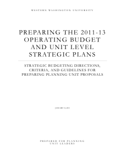 preparing the 2011-13 operating budget and unit level strategic plans